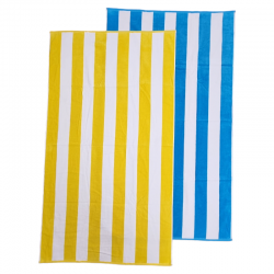 PREMIUM Cabana Hotel Stripe Velour Beach Towel