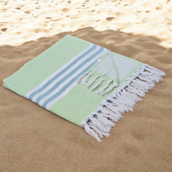 Pastel Limes - Cotton Hammam Beach Towel with reversible Toweling