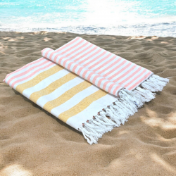 Sunrise - Cotton Hammam Beach Towel with reversible Toweling