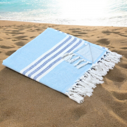 Sky - Cotton Hammam Beach Towel with reversible Toweling