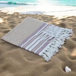 Sand - Cotton Hammam Beach Towel with reversible Toweling